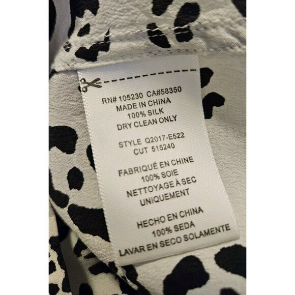 Equipment Animal Cheetah Print Top Blouse L 100% Silk Button Front Long Sleeves - Picture 7 of 7